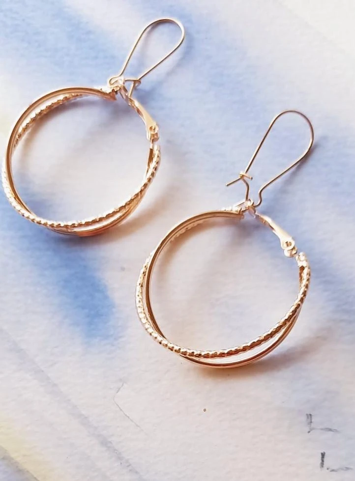 Gouden creoolse oorbellen grote ringen nieuw – photo 4